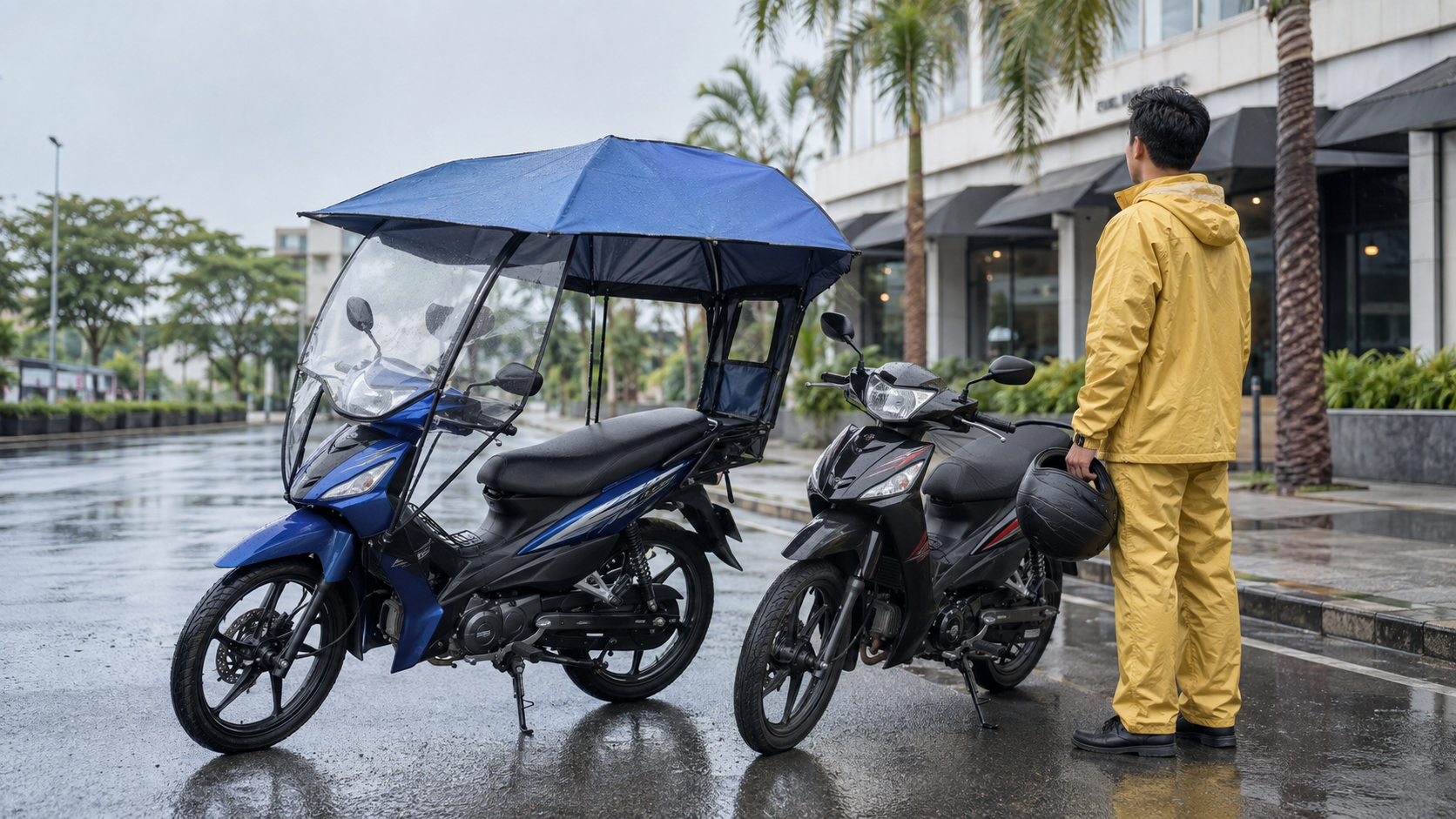 バイク用傘キャノピーとレインスーツ: どちらがより効果的ですか?