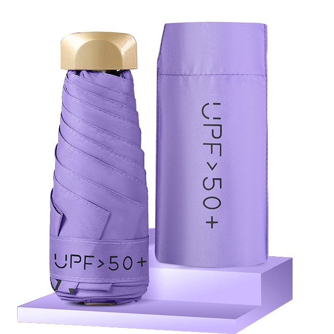 UPF 50+ 超コンパクト ミニ折りたたみ傘 ブラック UV コーティング 晴雨兼用